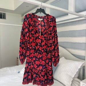 Floral Red and Black Women's Dress